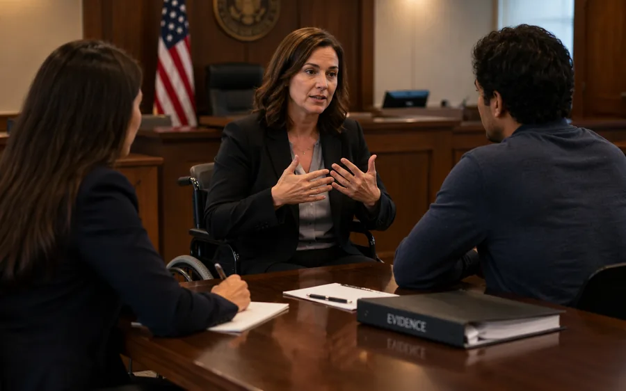 Interpreter supporting communication during a legal consultation in a courtroom setting